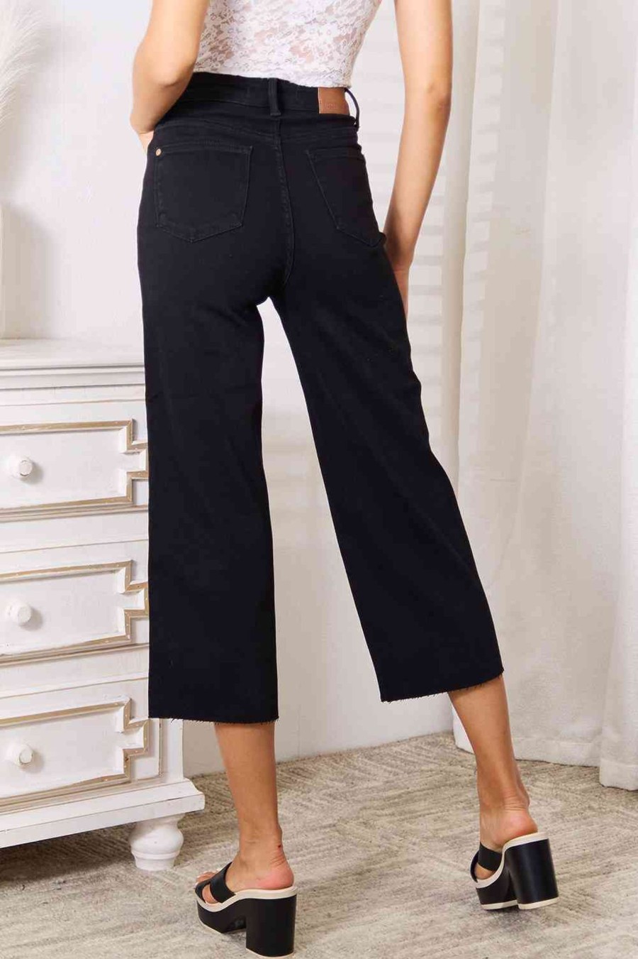 Clothing Trendsi Jeans | Judy Blue Full Size High Waist Wide Leg Cropped Jeans Black