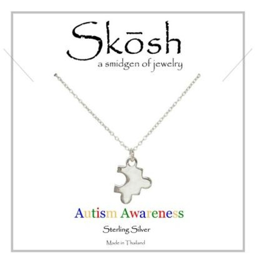 Clothing Skosh | Skosh Silver Autism Awareness Puzzle Necklace