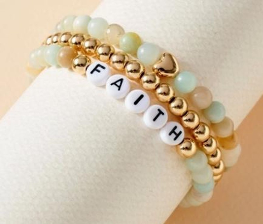 Accessories Avenue Zoe Bracelets | Faith 3 Set Of Stone Beads Bracelet