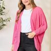 Clothing Trendsi | Heimish Full Size Open Front Long Sleeve Cardigan Fuchsia Pink