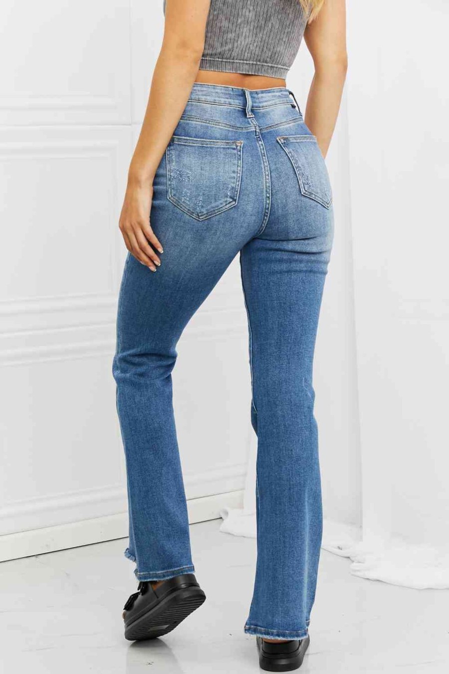 Clothing Trendsi | Risen Full Size Iris High Waisted Flare Jeans Medium