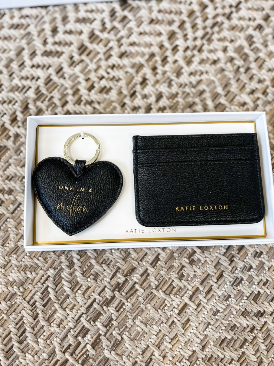 Accessories Katie Loxton | Heart Keyring & Card Holder Set - One In A Million Black