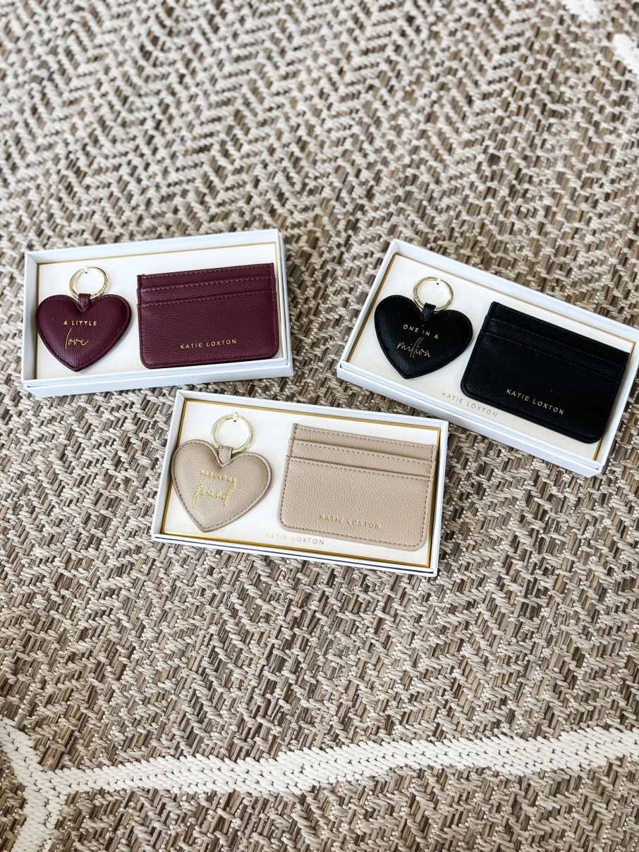 Accessories Katie Loxton | Heart Keyring & Card Holder Set - One In A Million Black