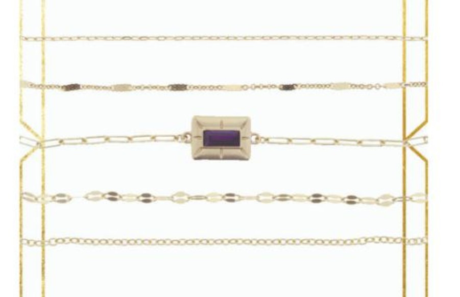 Clothing Jane Marie | February - Amethyst Stone Encased In Gold Plate 5 Layer Bracelet