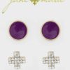 Accessories Jane Marie Earrings | Jm Rhinestone Cross&Purple Circle Earring Set