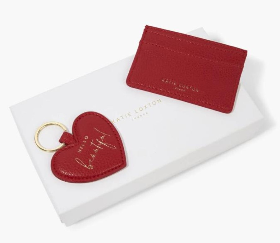 Clothing Katie Loxton | Heart Keyring & Card Holder Set - Red