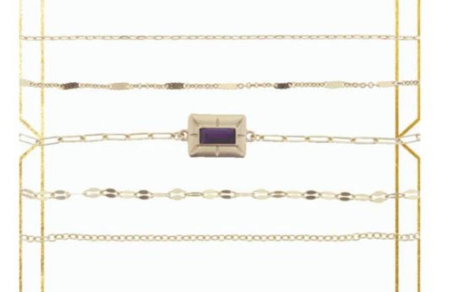 Accessories Jane Marie Bracelets | February - Amethyst Stone Encased In Gold Plate 5 Layer Bracelet