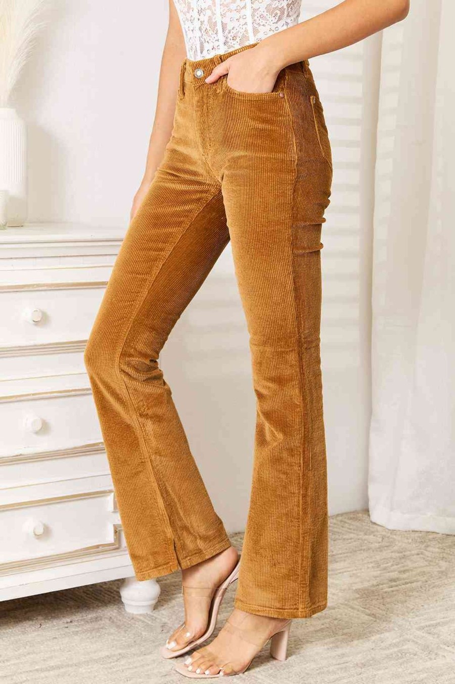 Clothing Trendsi | Judy Blue Full Size Mid Rise Corduroy Pants Camel