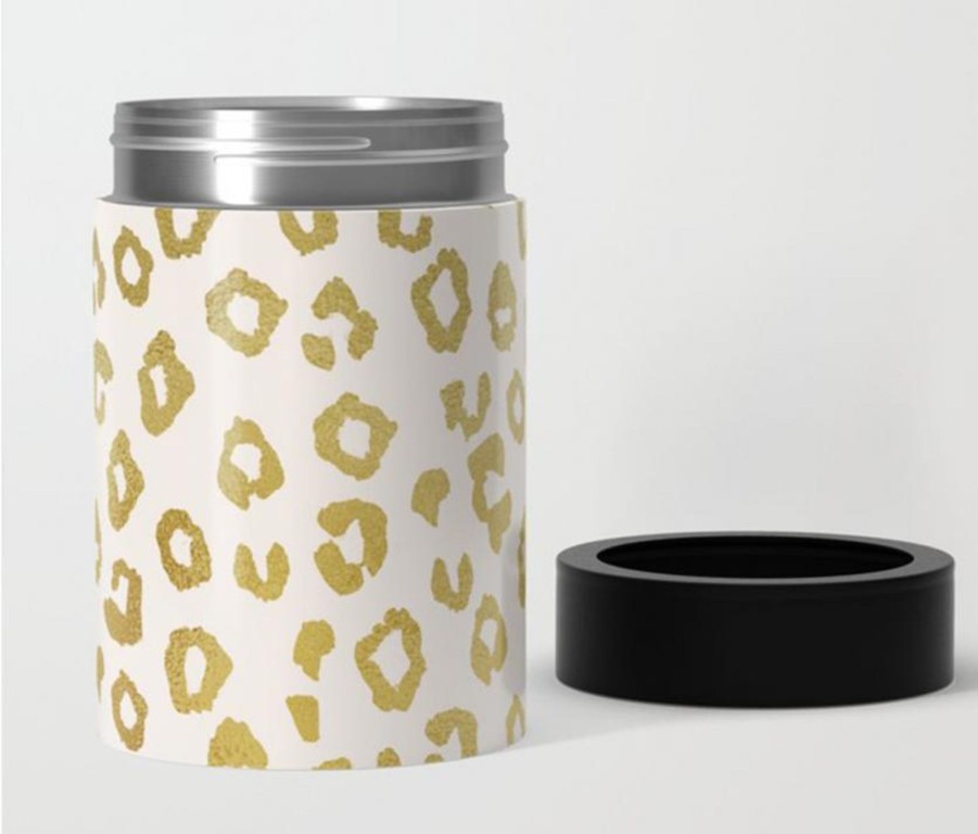 Clothing Lauren Ullrich Art | Gold Leopard Print Koozie