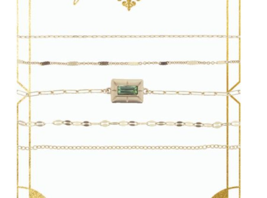 Accessories Jane Marie Bracelets | August- Peridot Stone Encased In Gold Plate 5 Layer Bracelet