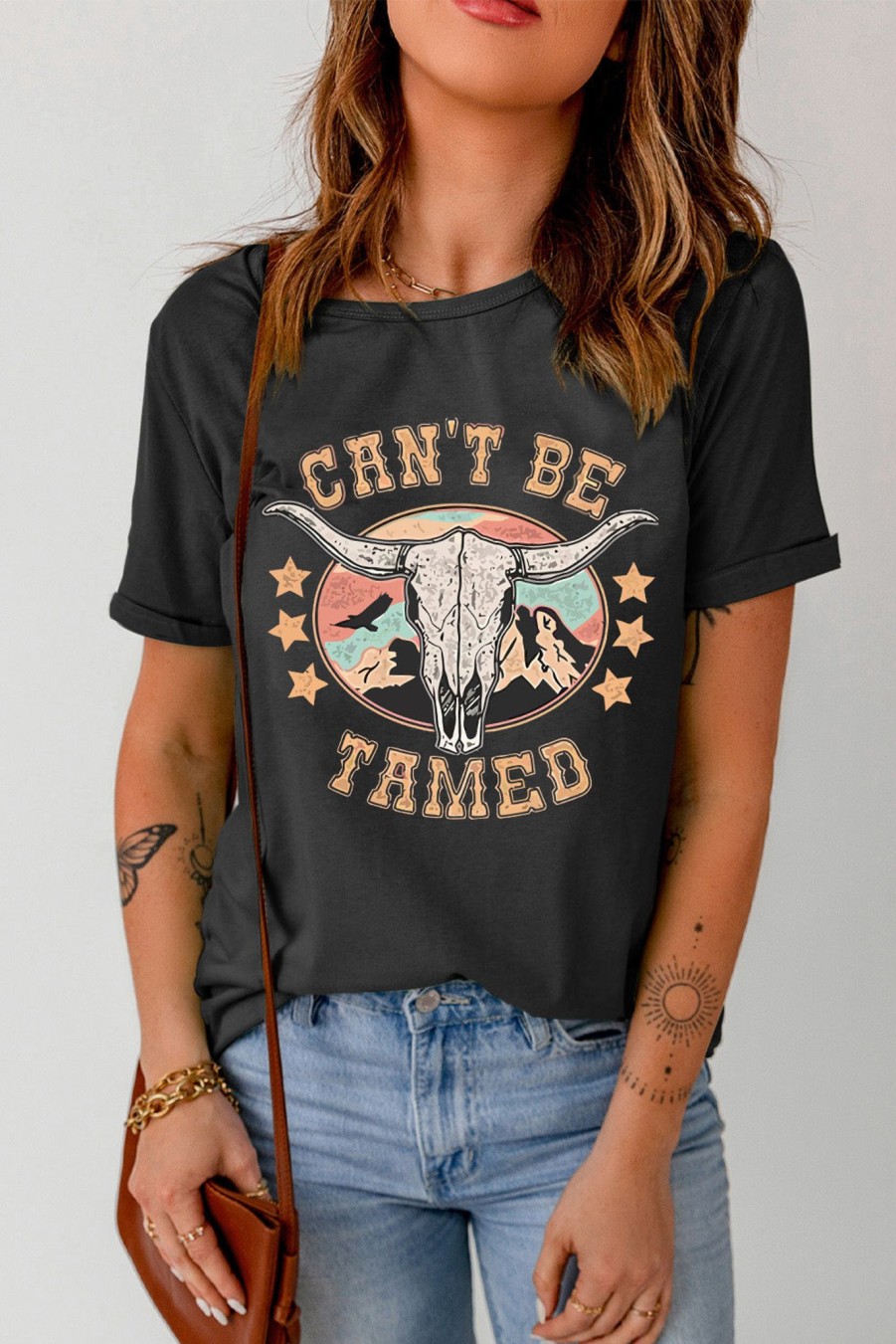 Clothing Trendsi | Can'T Be Tamed Graphic Short Sleeve Tee Black