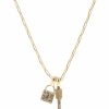 Clothing Jane Marie | Jm Arrow & Lock W/ Clear Rhinestone Necklace