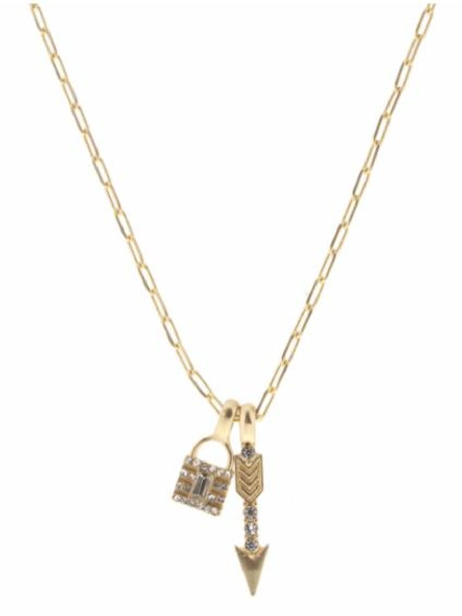 Clothing Jane Marie | Jm Arrow & Lock W/ Clear Rhinestone Necklace