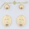 Accessories Jane Marie Earrings | Jm Gold Ball&Cross Oval Earring Set