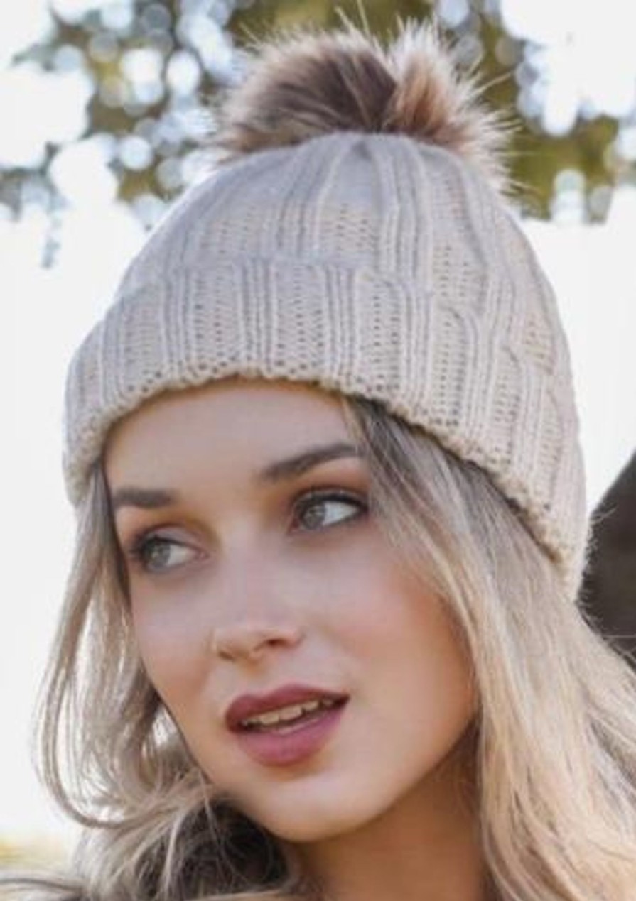 Accessories Liv Rocks | Amanda Ribbed Sailor Pom Pom Beanie