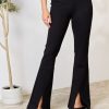 Clothing Trendsi | Kancan V-Waistband Slit Flare Pants Black