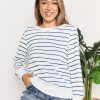 Clothing Trendsi | Double Take D Long Sleeve Round Neck Top Stripe