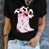 Clothing Trendsi | Cowboy Hat And Boots Graphic Tee Black