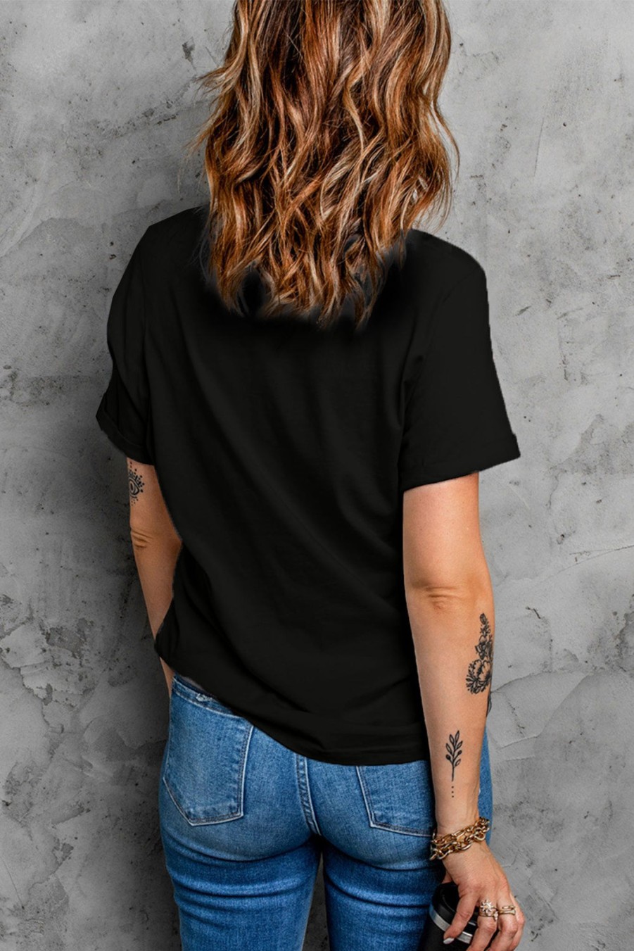 Clothing Trendsi | Cowboy Hat And Boots Graphic Tee Black