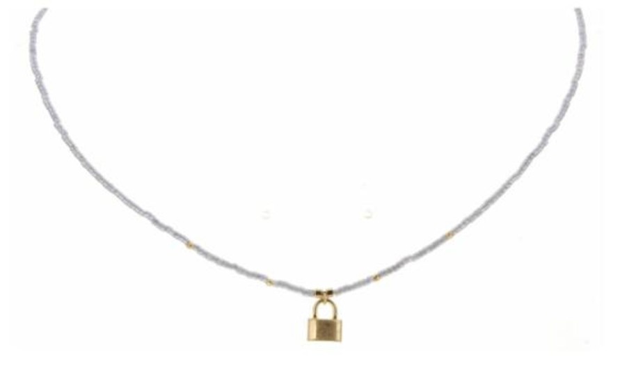 Clothing Jane Marie | Jm Seed Bead W/ Gold Lock Charm Necklace