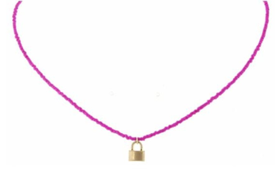 Clothing Jane Marie | Jm Seed Bead W/ Gold Lock Charm Necklace