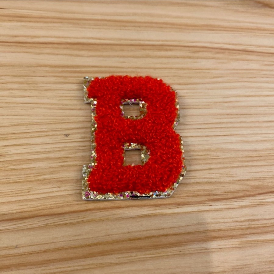 Clothing Beauty Stash | Red Glitter Varsity Patch Letters