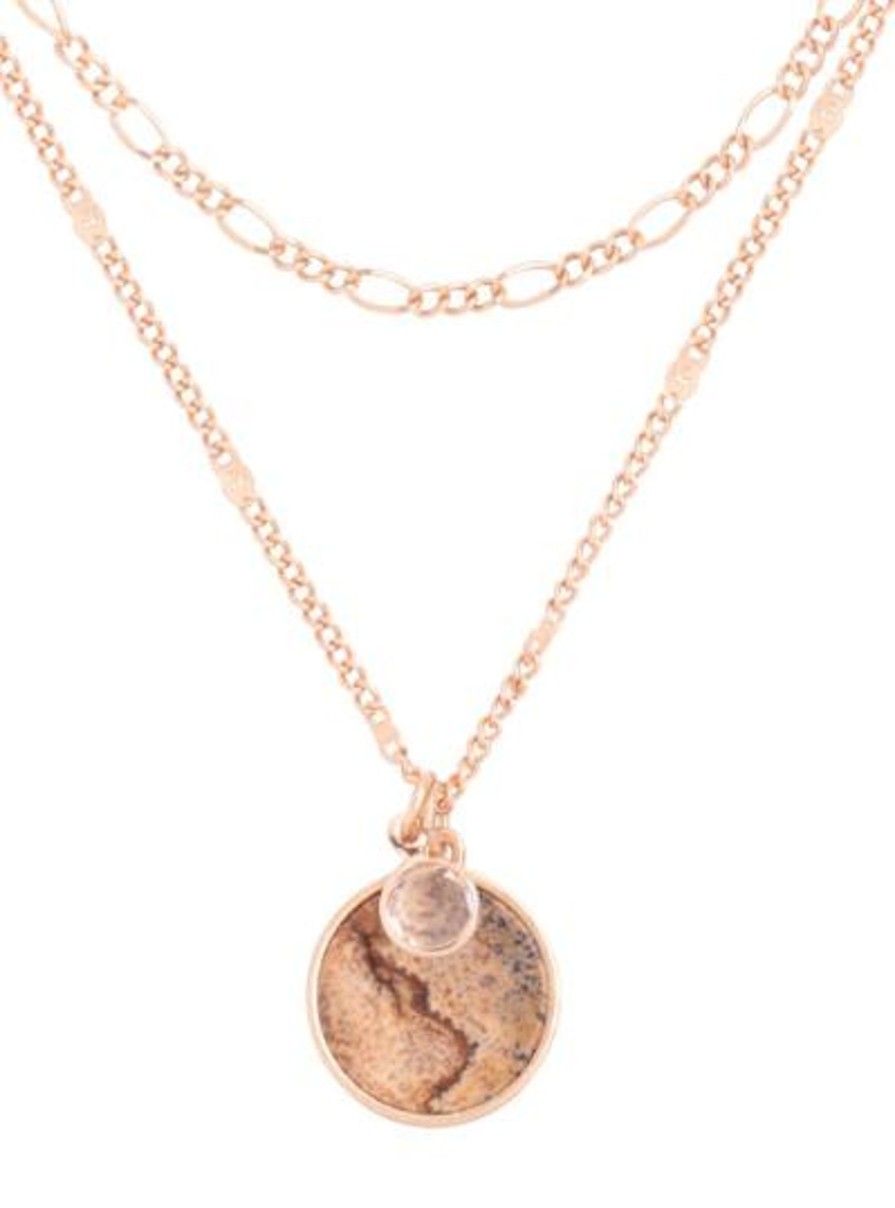 Accessories MYS Wholesale Inc Necklaces | Round Stone Pendent Short Necklace