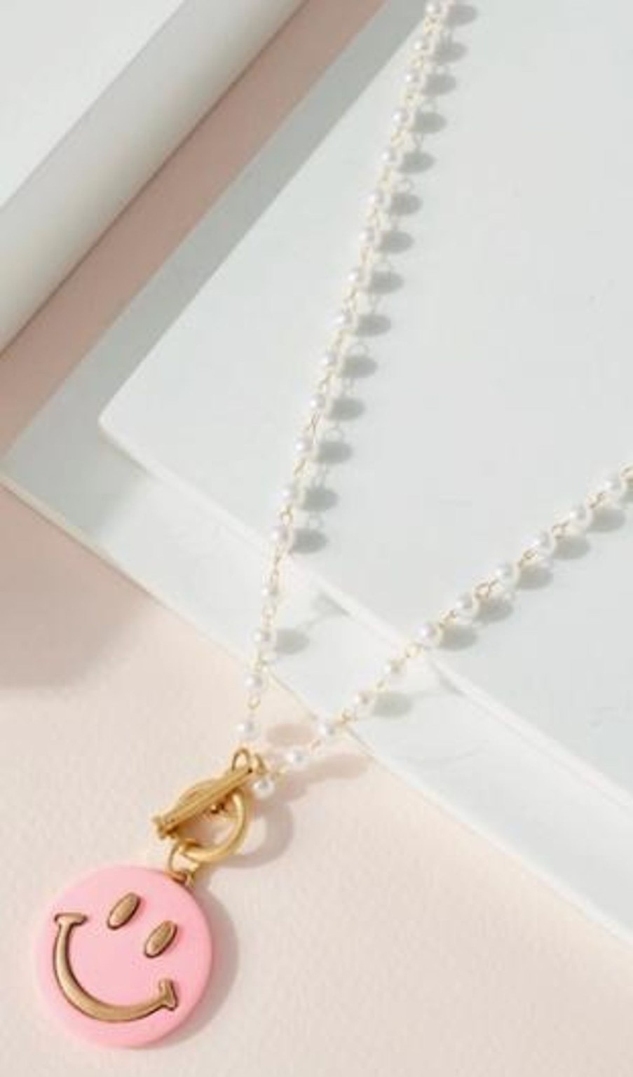 Accessories Avenue Zoe Necklaces | Pearl Beads Smile Charm Necklace