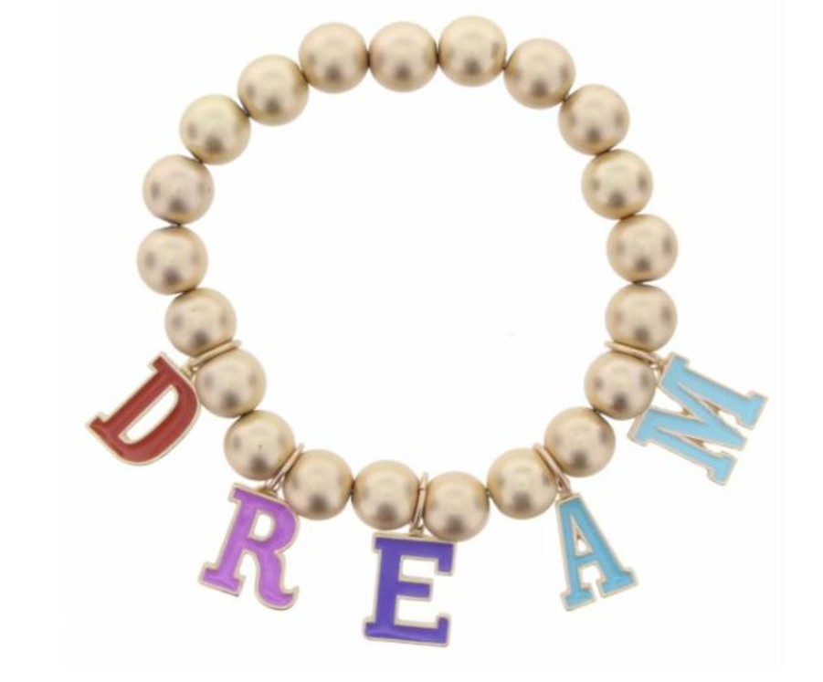 Accessories Jane Marie Bracelets | Jm Kids Gold Multicolored Say It Bracelet