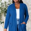 Clothing Trendsi | Basic Bae Full Size Ribbed Open Front Cardigan With Pockets