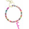 Clothing Jane Marie | Pink "F" Initial W/ Multi Sequin Discs Keychain