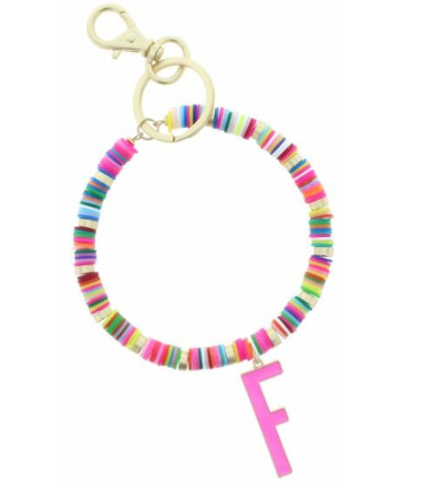 Clothing Jane Marie | Pink "F" Initial W/ Multi Sequin Discs Keychain