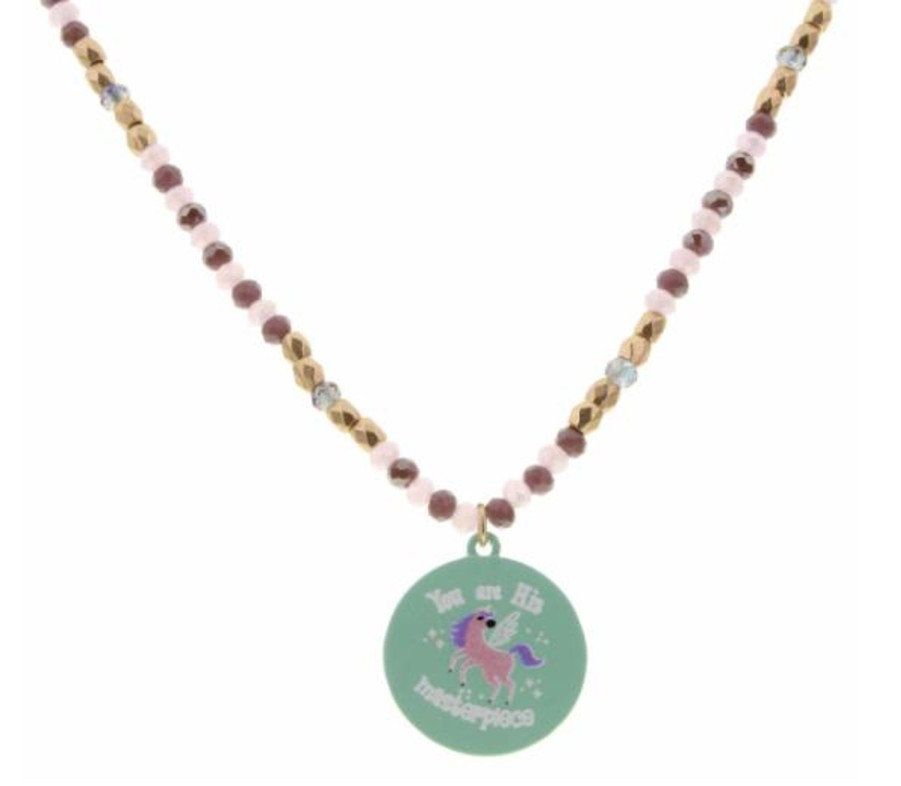 Accessories Jane Marie Necklaces | Kids 14" Beaded Necklace W/ Disk