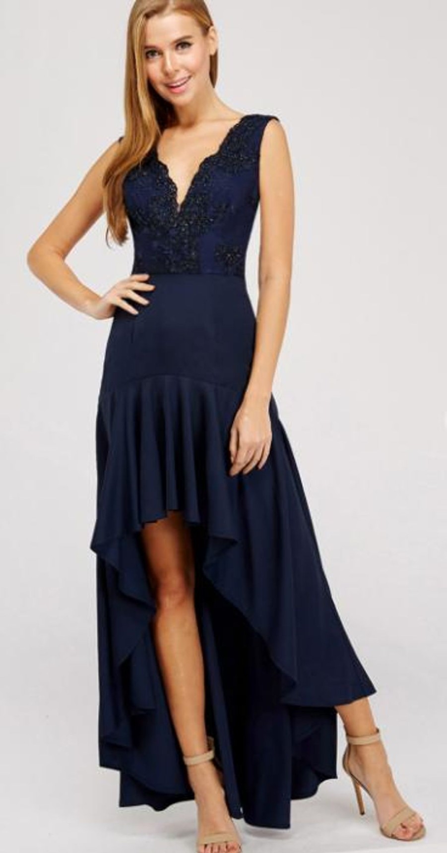 Formal Maniju | Navy High-Low Maxi Dress