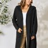 Clothing Trendsi Cardigans & Kimonos | Basic Bae Full Size Ribbed Open Front Long Sleeve Cardigan