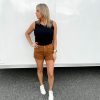 Clothing Judy Blue | Brown Mid-Rise Cutoff Shorts