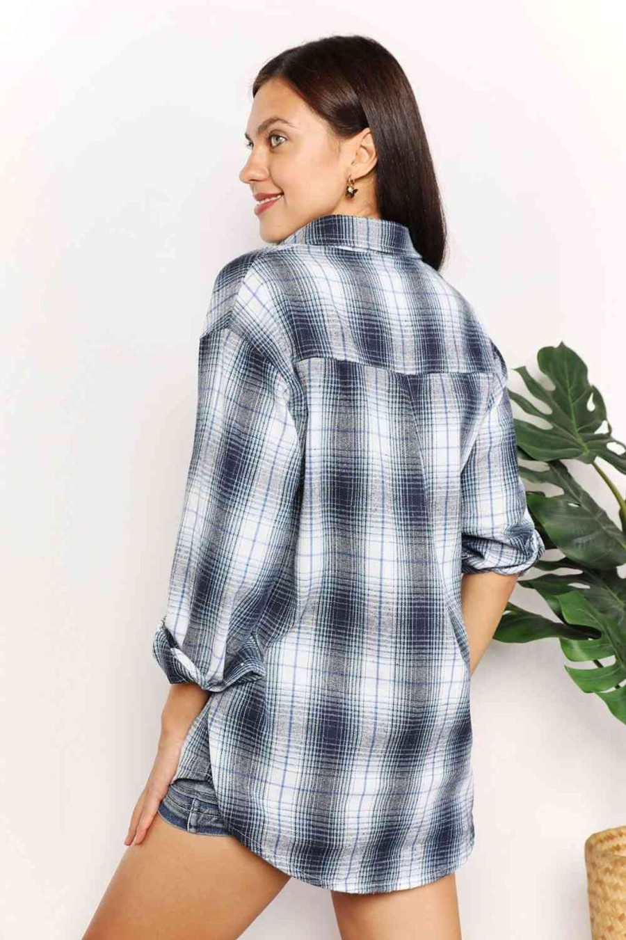 Clothing Trendsi | Double Take Plaid Dropped Shoulder Shirt