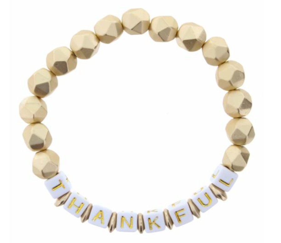 Clothing Jane Marie | Thankful Gold Beaded Stretch Bracelet