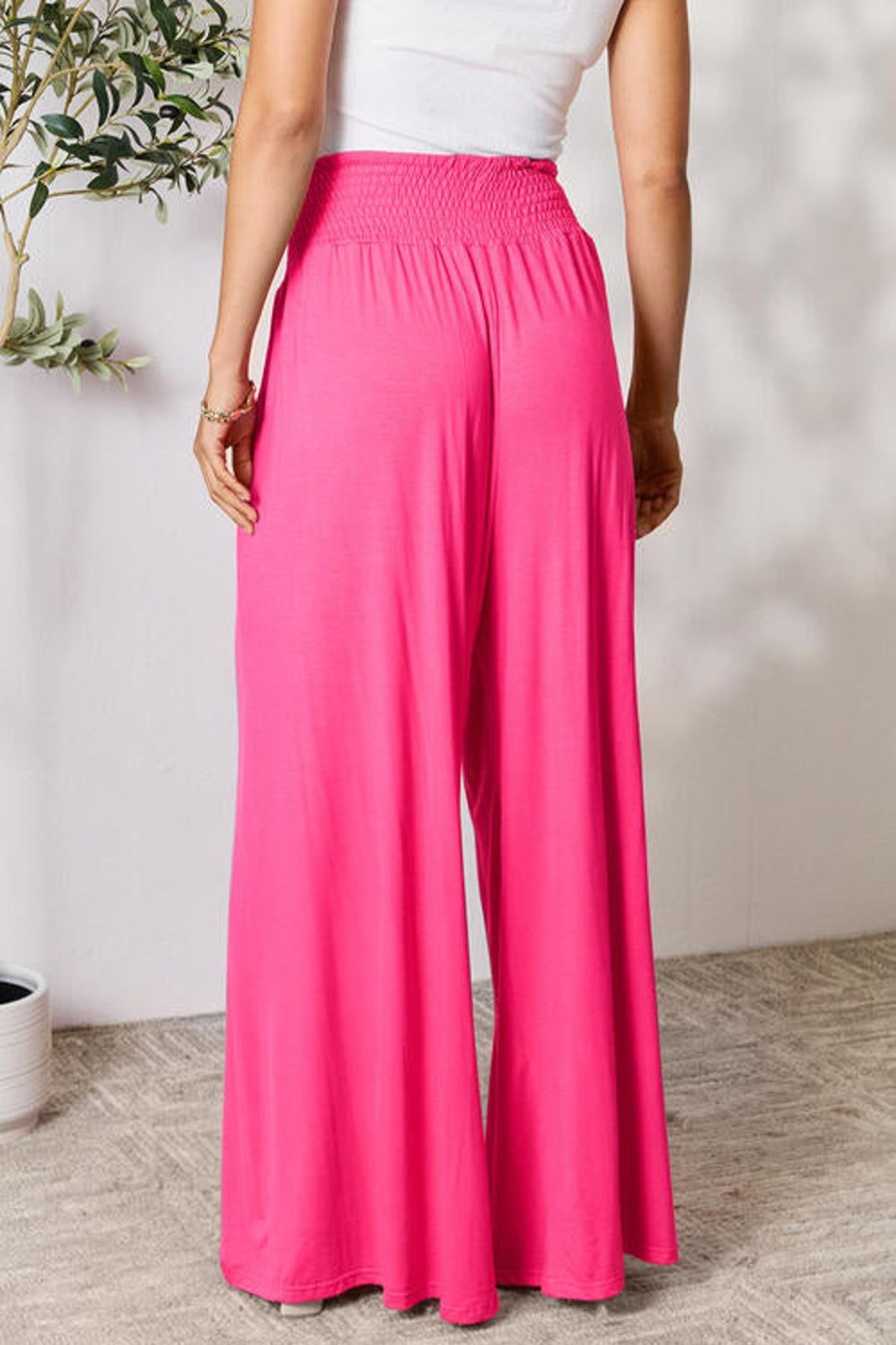 Clothing Trendsi | Double Take Full Size Smocked Wide Waistband Wide Leg Pants