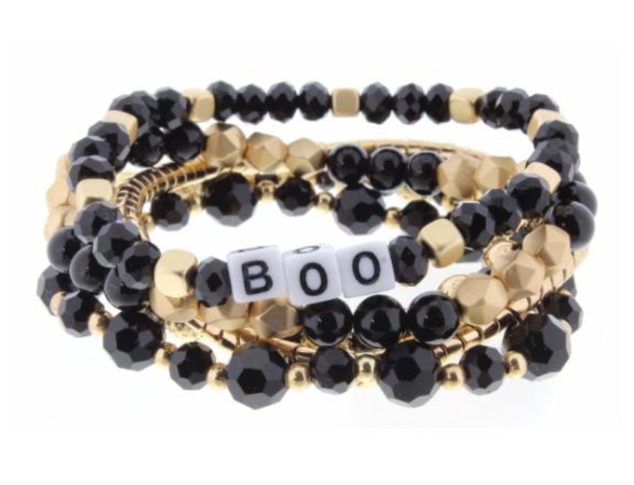 Clothing Jane Marie | Boo Black & Gold Bead Bracelet