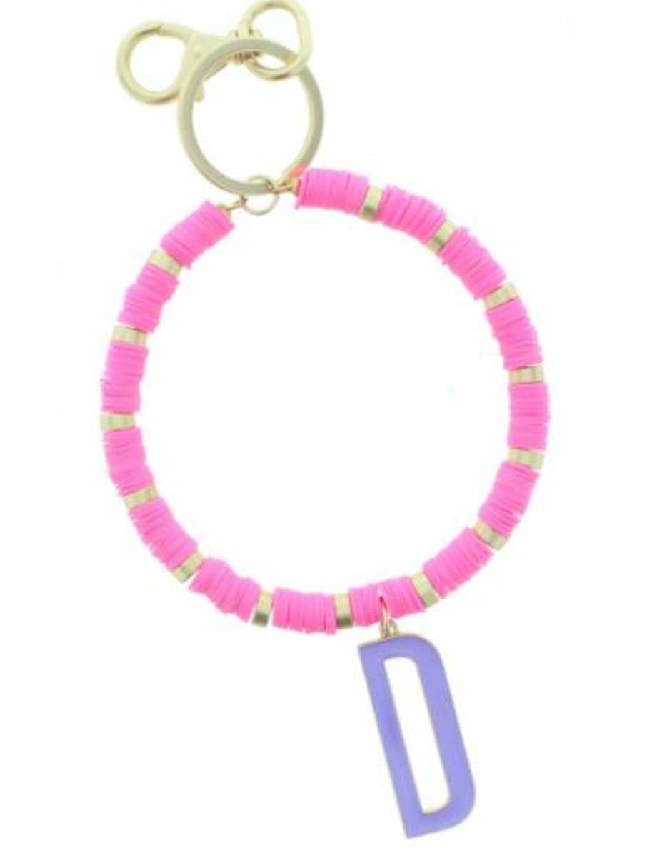 Clothing Jane Marie | Purple "D" Initial W/ Pink&Gold Sequin Discs Keychain