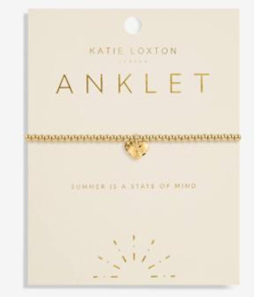 Clothing Katie Loxton | Anklet - Hammered Heart Gold