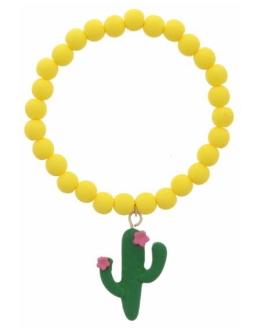 Accessories Jane Marie Bracelets | Jm Kids Cactus Yellow Beaded Bracelet