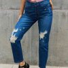 Clothing Trendsi | Judy Blue Melanie Full Size High Waisted Distressed Boyfriend Jeans Dark