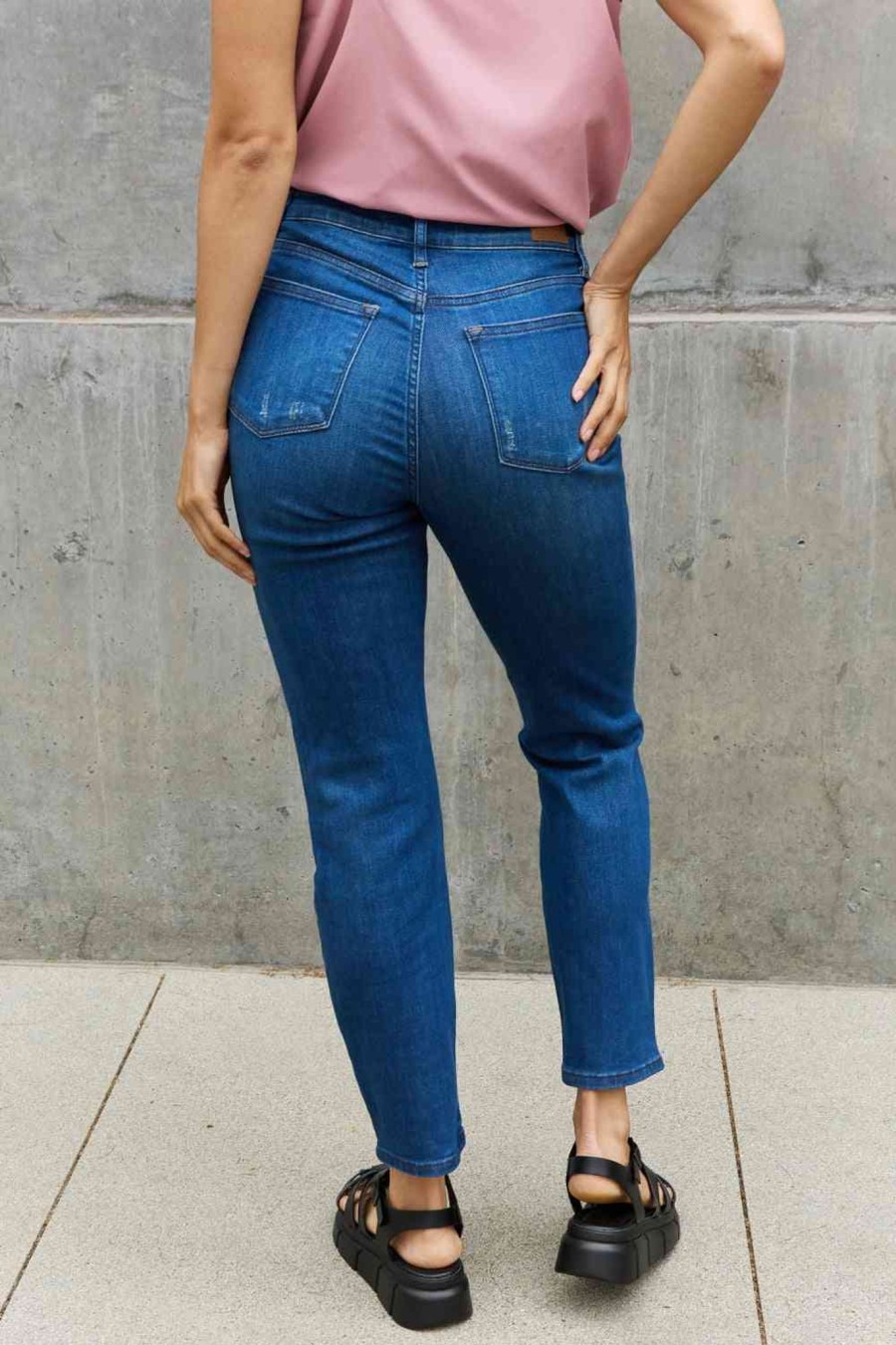 Clothing Trendsi | Judy Blue Melanie Full Size High Waisted Distressed Boyfriend Jeans Dark