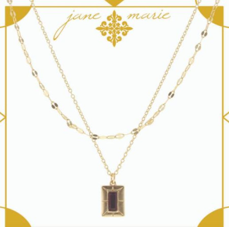 Clothing Jane Marie | February - Amethyst Stone Encased In Gold Plate 5 Layer Necklace