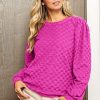 Clothing Trendsi | Bibi Round Neck Brushed Checker Top Magenta