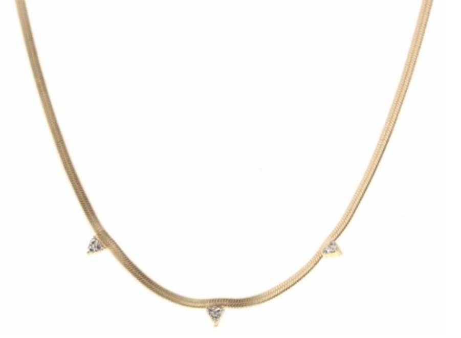 Accessories Jane Marie Necklaces | Jm 16" Snake Chain W/ Hearts Necklace