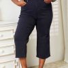 Clothing Trendsi | Judy Blue Full Size High Waist Tummy Control Garment Dyed Wide Cropped Jeans Navy Blue