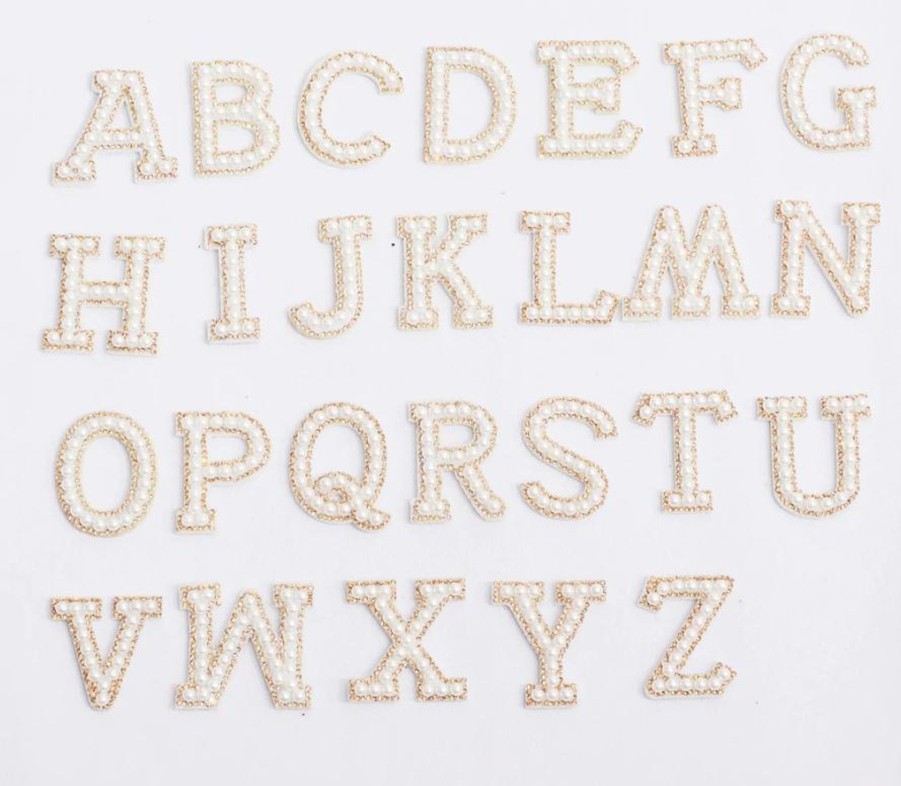 Accessories Beauty Stash | Gold Pearl Varsity Patch Letters